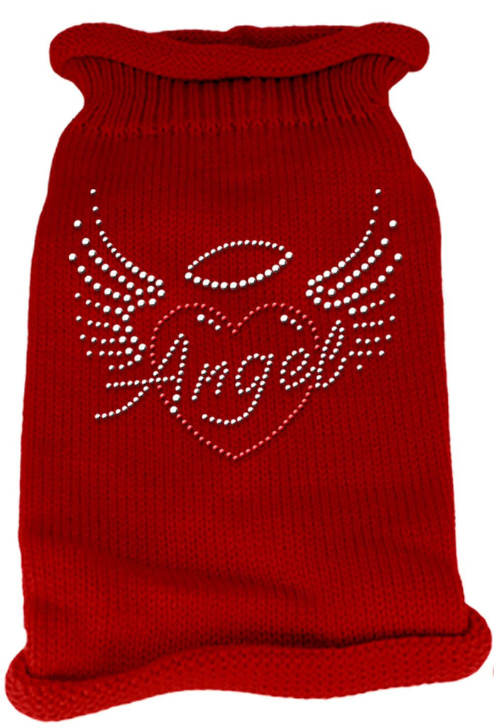 Angel Heart Rhinestone Knit Pet Sweater LG Red