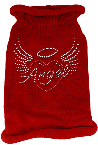 Angel Heart Rhinestone Knit Pet Sweater LG Red