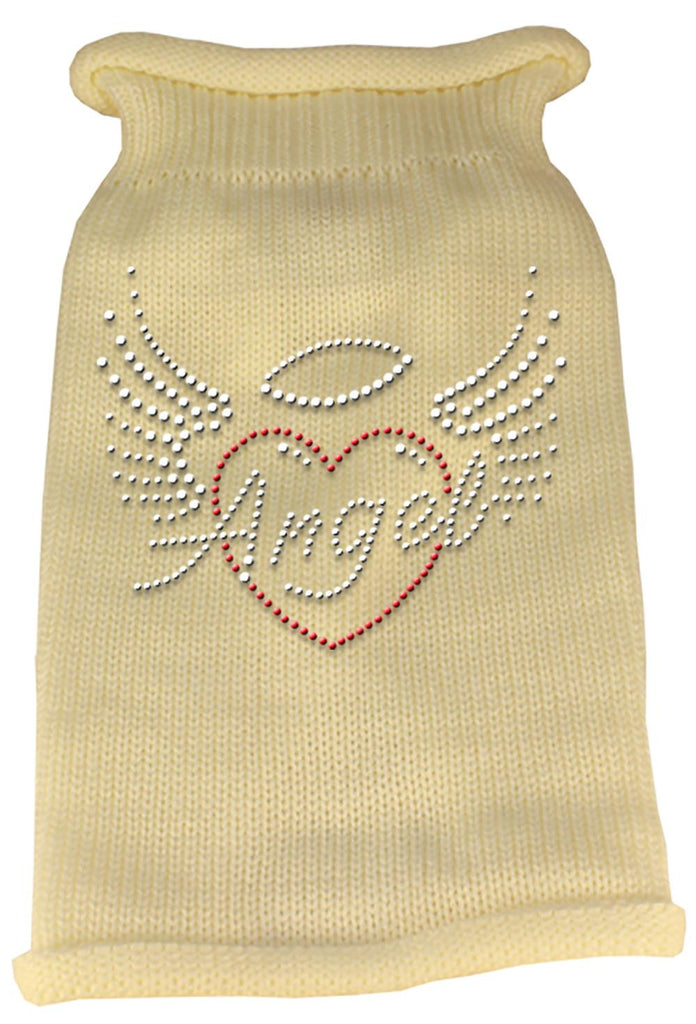 Angel Heart Rhinestone Knit Pet Sweater XS Cream