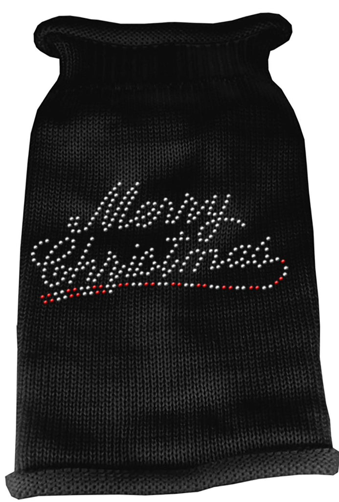 Merry Christmas Rhinestone Knit Pet Sweater LG Black