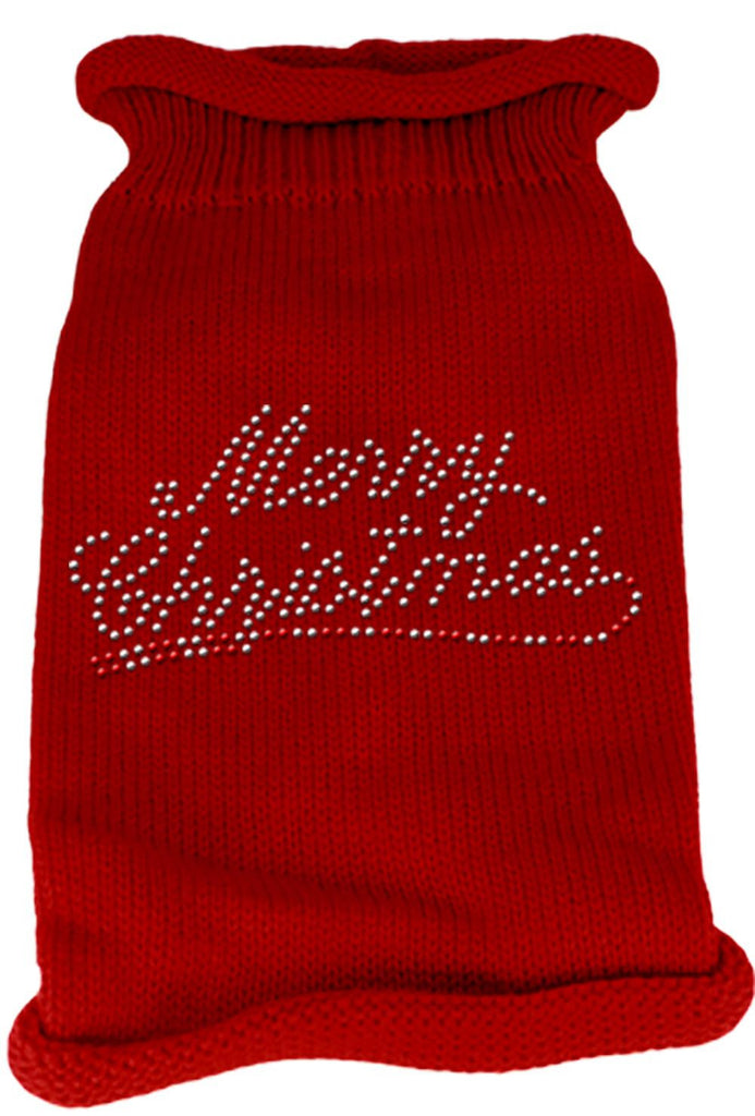 Merry Christmas Rhinestone Knit Pet Sweater MD Red