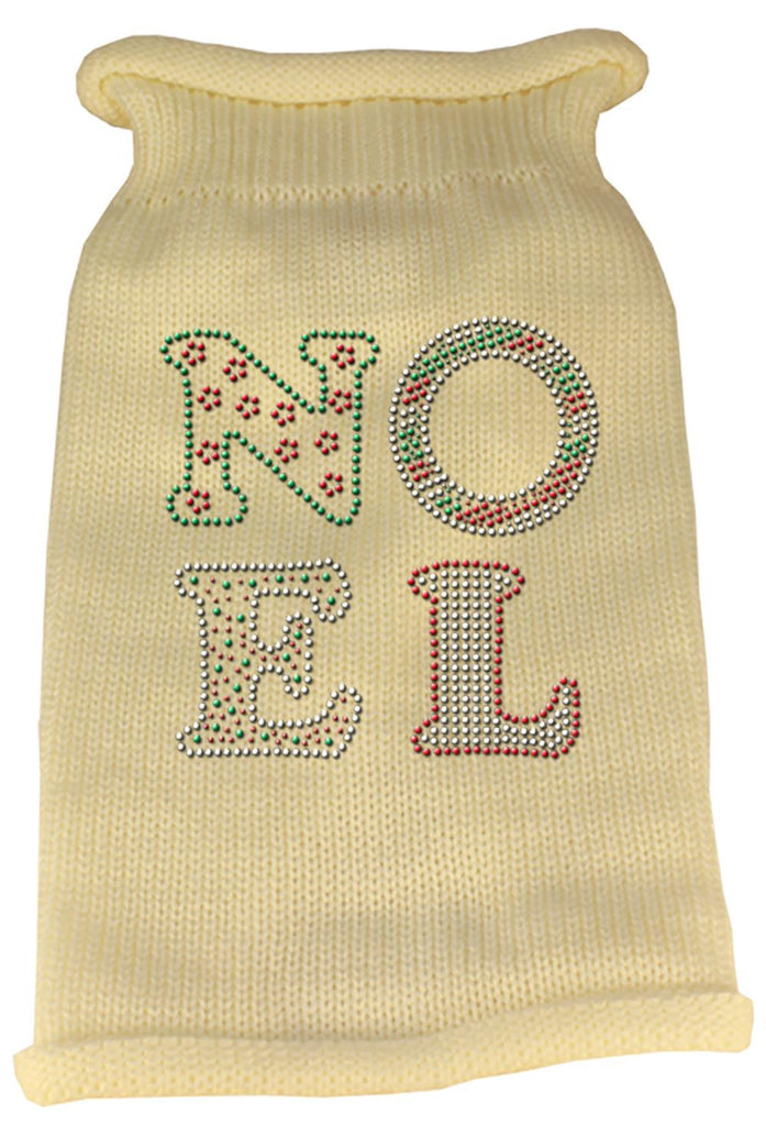 Noel Rhinestone Knit Pet Sweater LG Cream