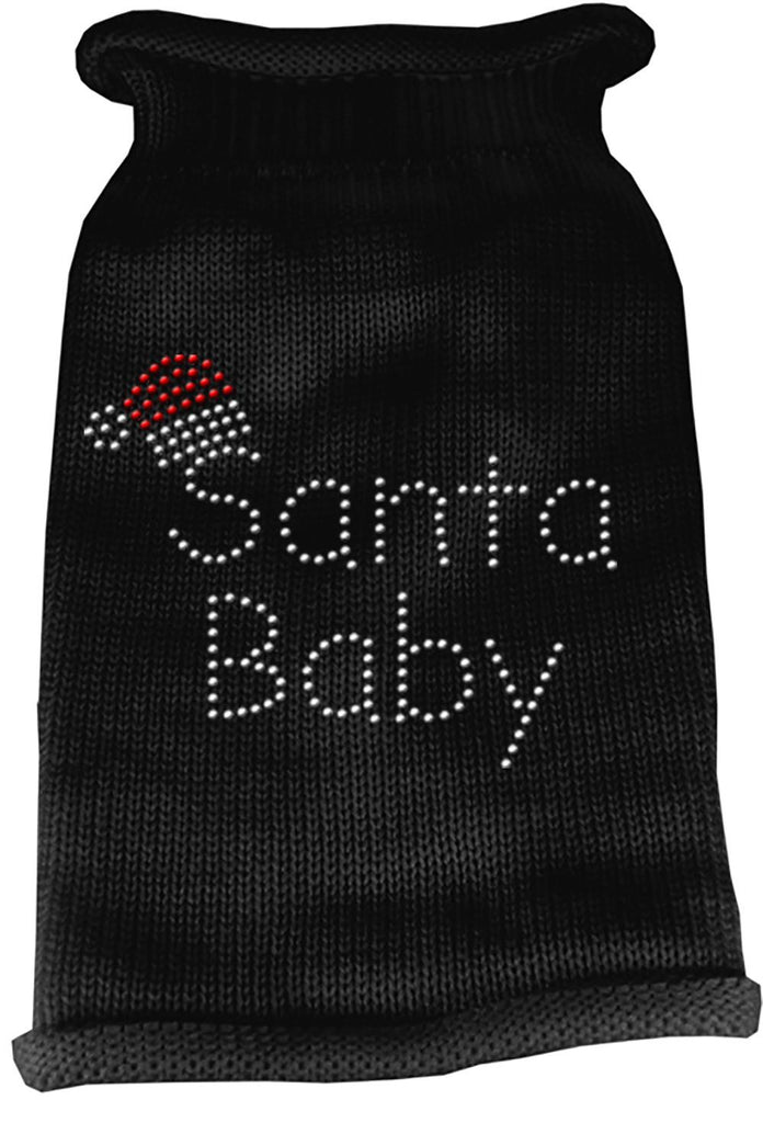 Santa Baby Rhinestone Knit Pet Sweater LG Black