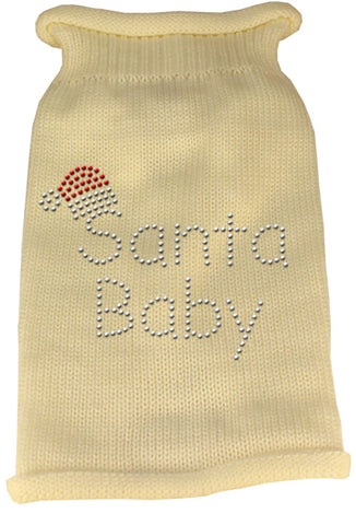 Santa Baby Rhinestone Knit Pet Sweater LG Cream