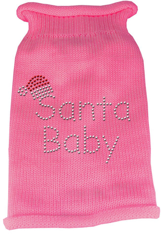 Santa Baby Rhinestone Knit Pet Sweater LG Pink