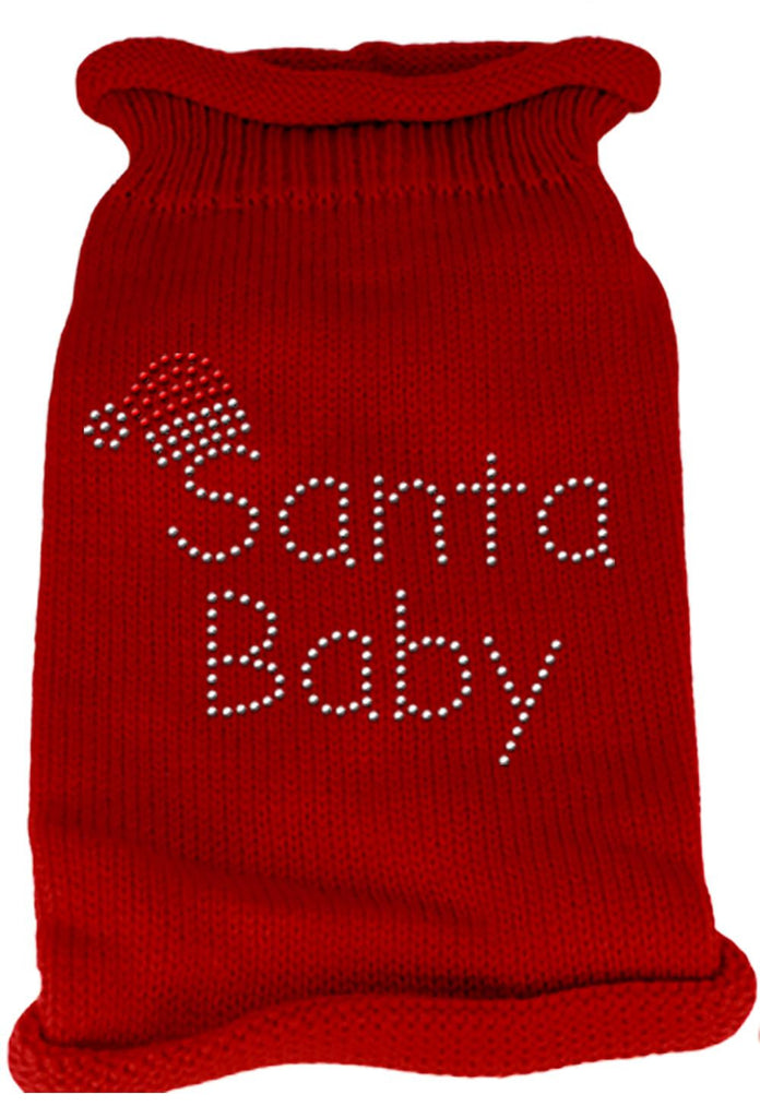 Santa Baby Rhinestone Knit Pet Sweater LG Red