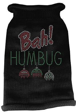 Bah Humbug Rhinestone Knit Pet Sweater LG Black