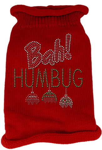 Bah Humbug Rhinestone Knit Pet Sweater MD Red