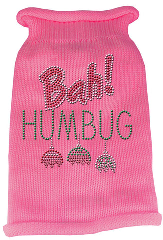 Bah Humbug Rhinestone Knit Pet Sweater XS Pink