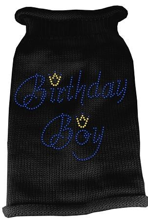 Birthday Boy Rhinestone Knit Pet Sweater MD Black