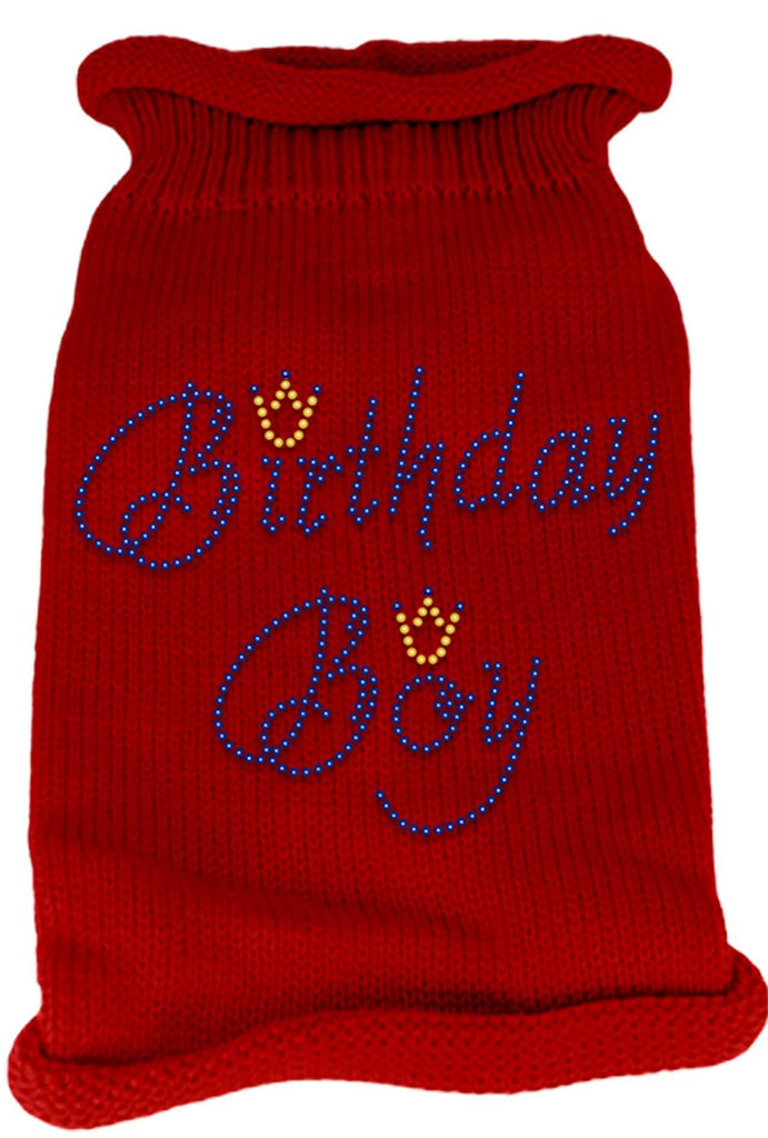 Birthday Boy Rhinestone Knit Pet Sweater MD Red