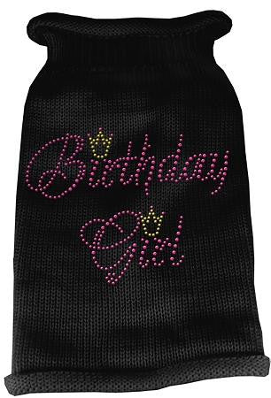 Birthday Girl Rhinestone Knit Pet Sweater MD Black