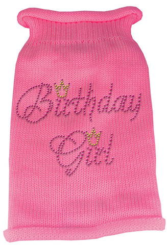 Birthday Girl Rhinestone Knit Pet Sweater XS Pink