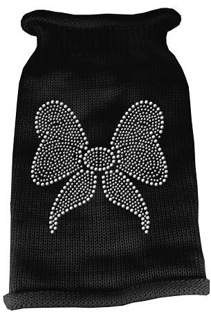 Bow Rhinestone Knit Pet Sweater LG Black