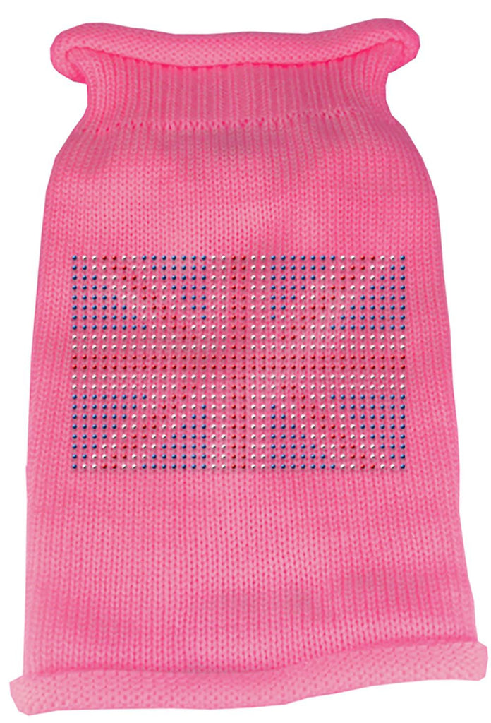 British Flag Rhinestone Knit Pet Sweater LG Pink