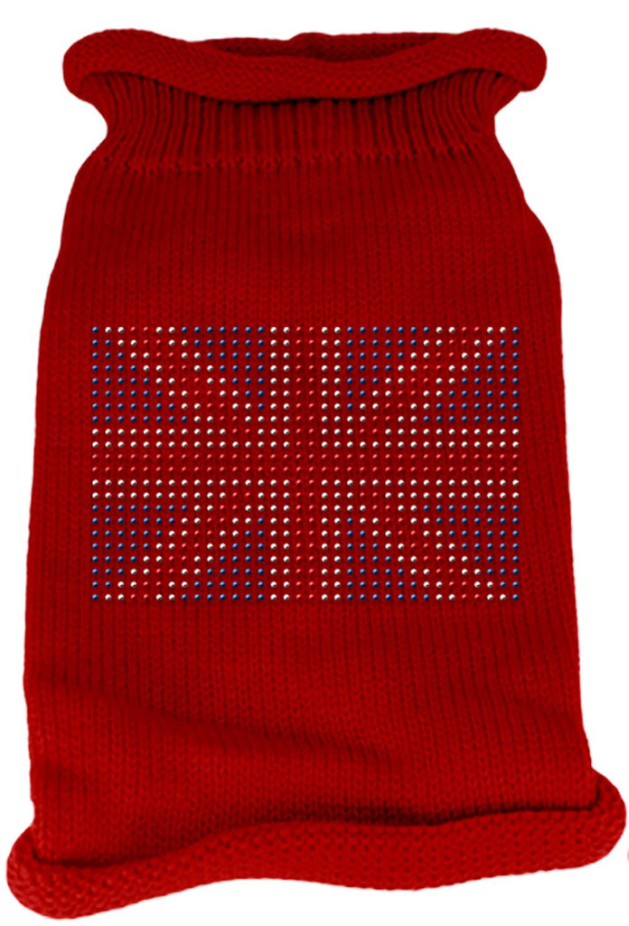 British Flag Rhinestone Knit Pet Sweater LG Red