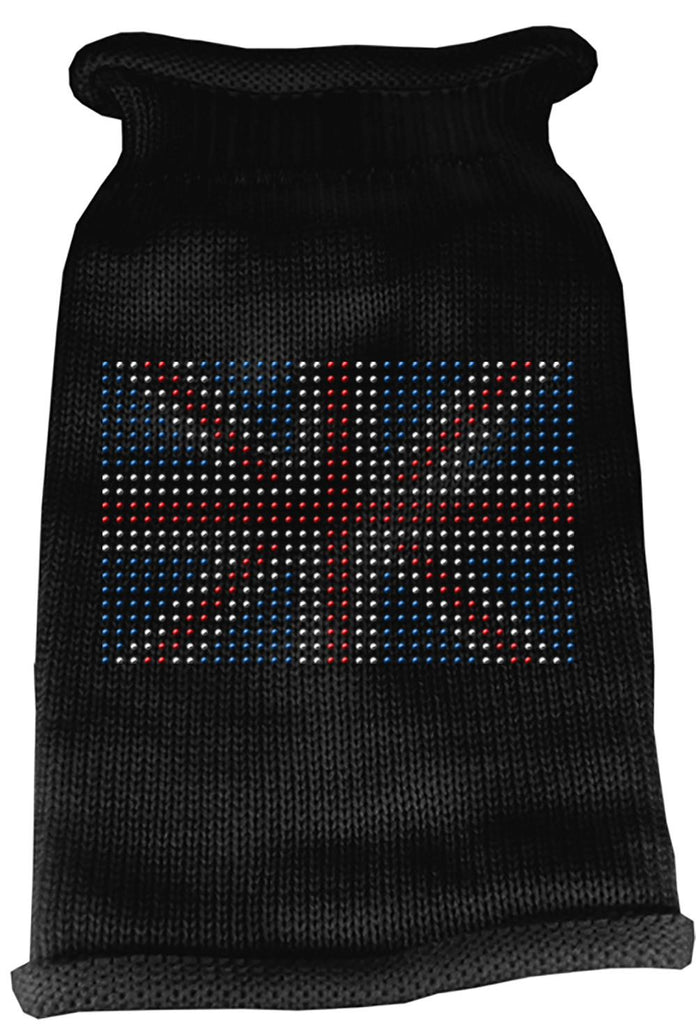 British Flag Rhinestone Knit Pet Sweater XL Black