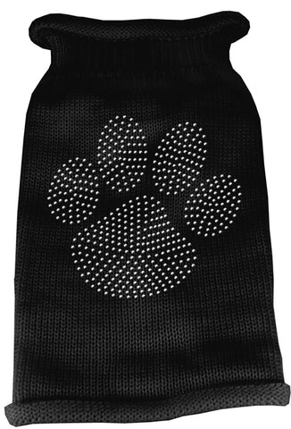 Clear Rhinestone Paw Knit Pet Sweater MD Black