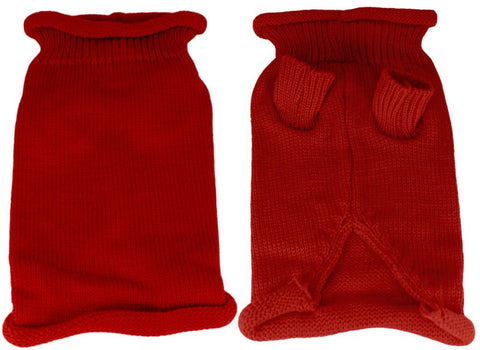 Plain Knit Pet Sweater MD Red