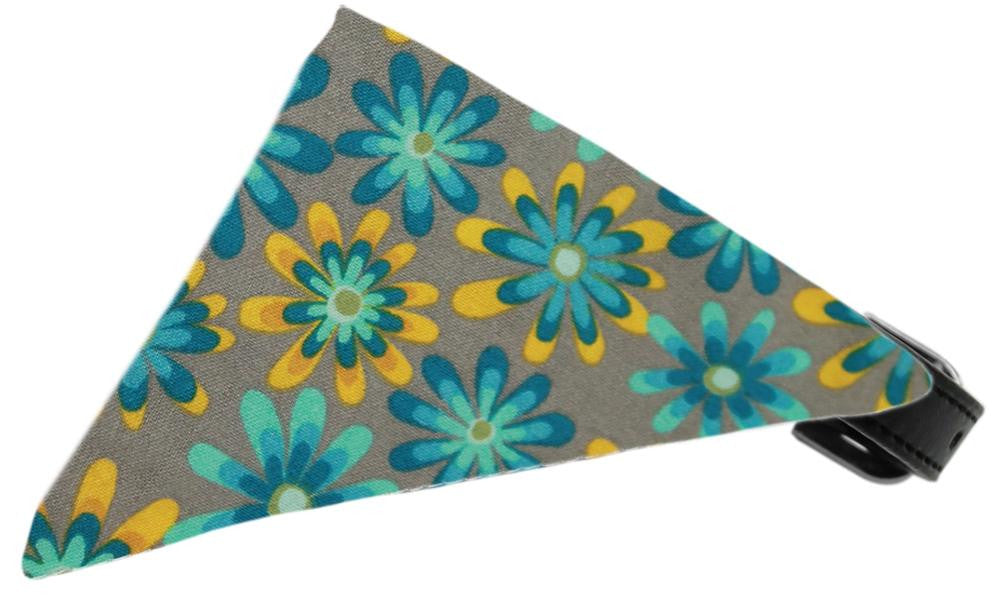 Grey Crazy Daisies Bandana Pet Collar Black Size 14