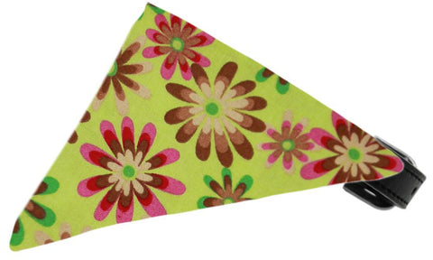 Lime Green Crazy Daisies Bandana Pet Collar Black Size 12