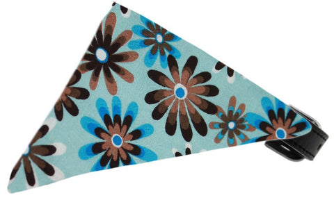 Baby Blue Crazy Daisies Bandana Pet Collar Black Size 10