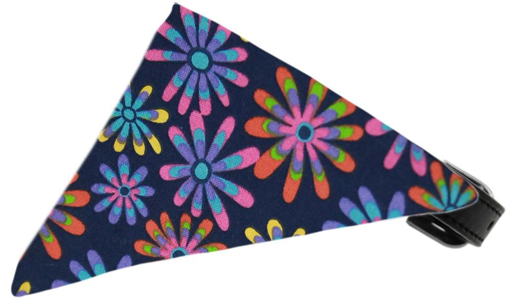 Navy Crazy Daisies Bandana Pet Collar Black Size 12