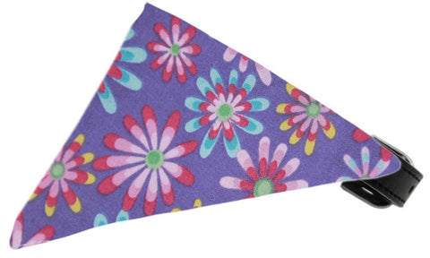 Lavender Crazy Daisies Bandana Pet Collar Black Size 18