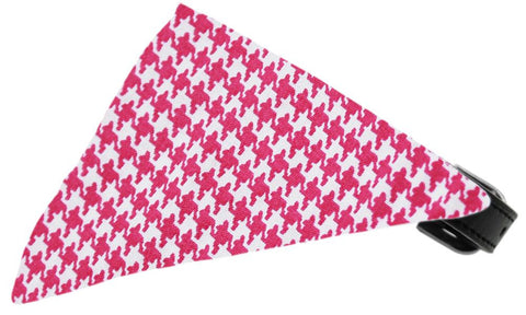 Bright Pink Houndstooth Bandana Pet Collar Black Size 10