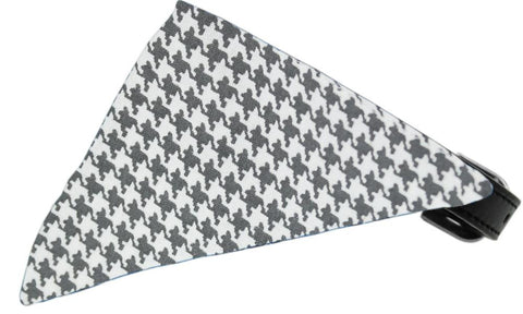 Grey Houndstooth Bandana Pet Collar Black Size 12