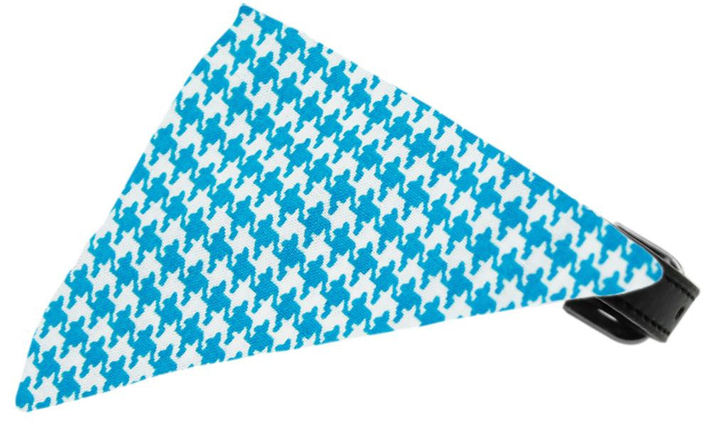 Turquoise Houndstooth Bandana Pet Collar Black Size 10