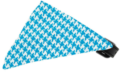 Turquoise Houndstooth Bandana Pet Collar Black Size 16