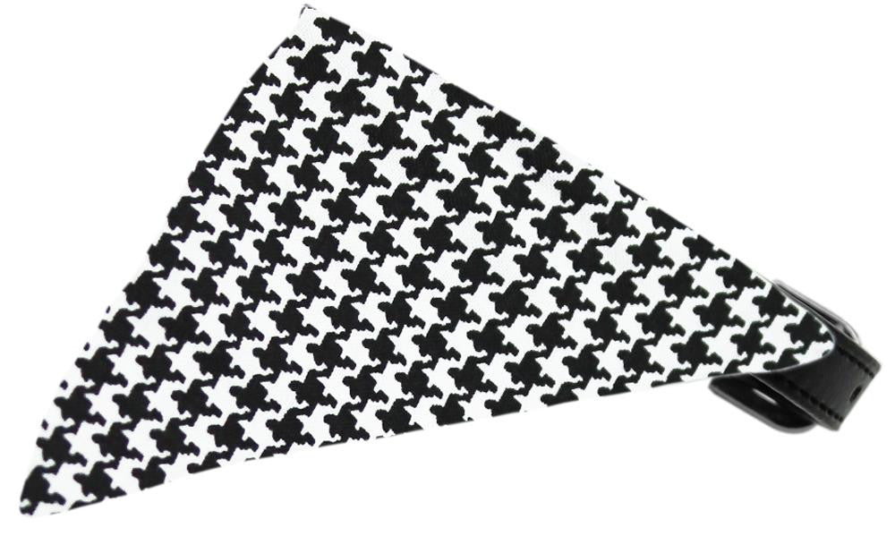 Black Houndstooth Bandana Pet Collar Black Size 10