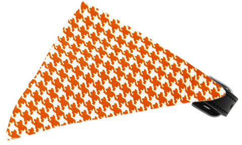 Orange Houndstooth Bandana Pet Collar Black Size 20