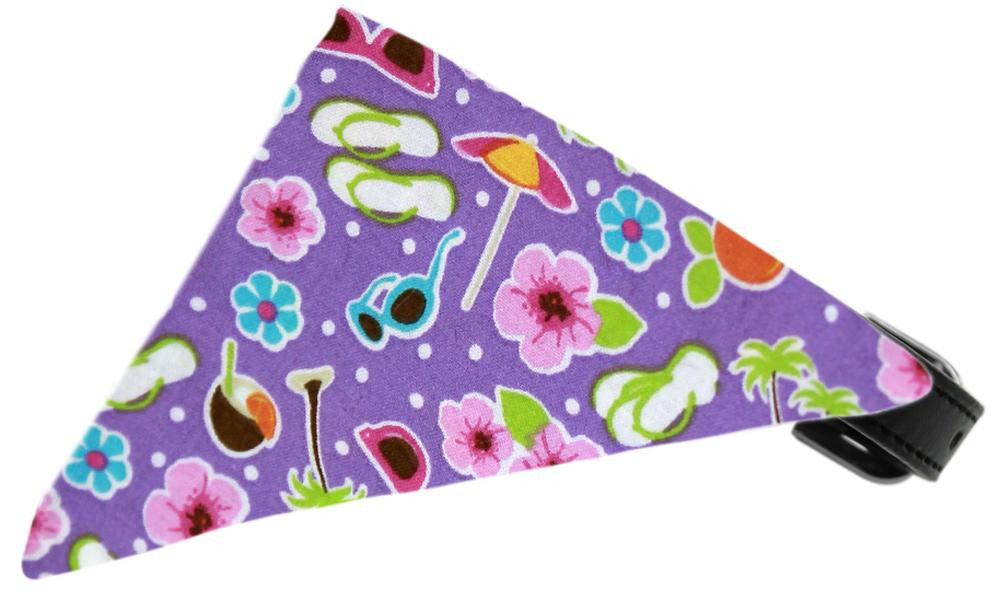 Purple Summer Fun Bandana Pet Collar Black Size 12