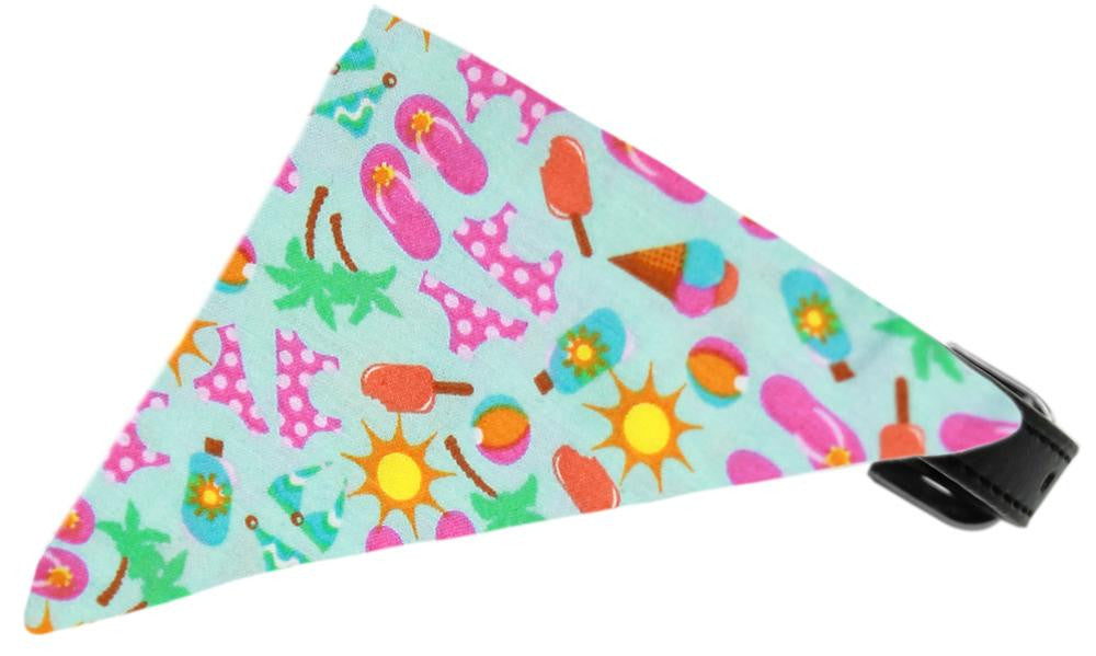 Aqua Summer Fun Bandana Pet Collar Black Size 20