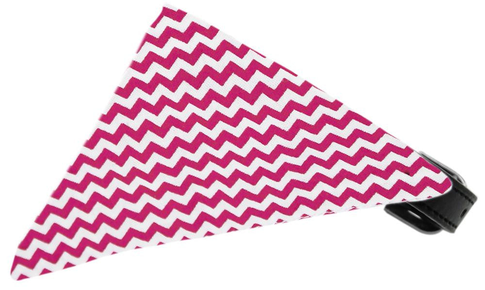 Bright Pink Chevron Bandana Pet Collar Black Size 14