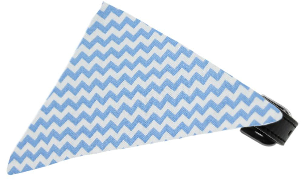 Baby Blue Chevron Bandana Pet Collar Black Size 10