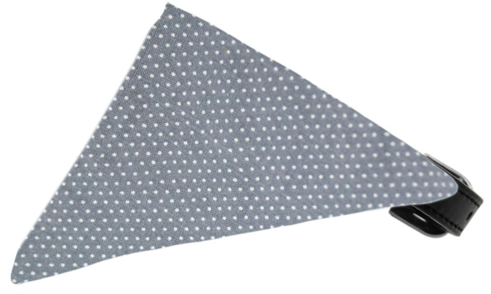 Grey Swiss Dots Bandana Pet Collar Black Size 20