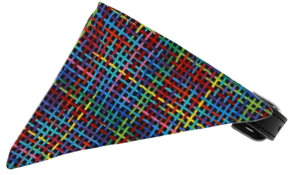 Rainbow Party Plaid Bandana Pet Collar Black Size 10