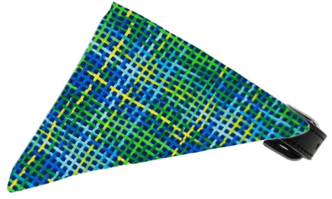 Blue Party Plaid Bandana Pet Collar Black Size 20