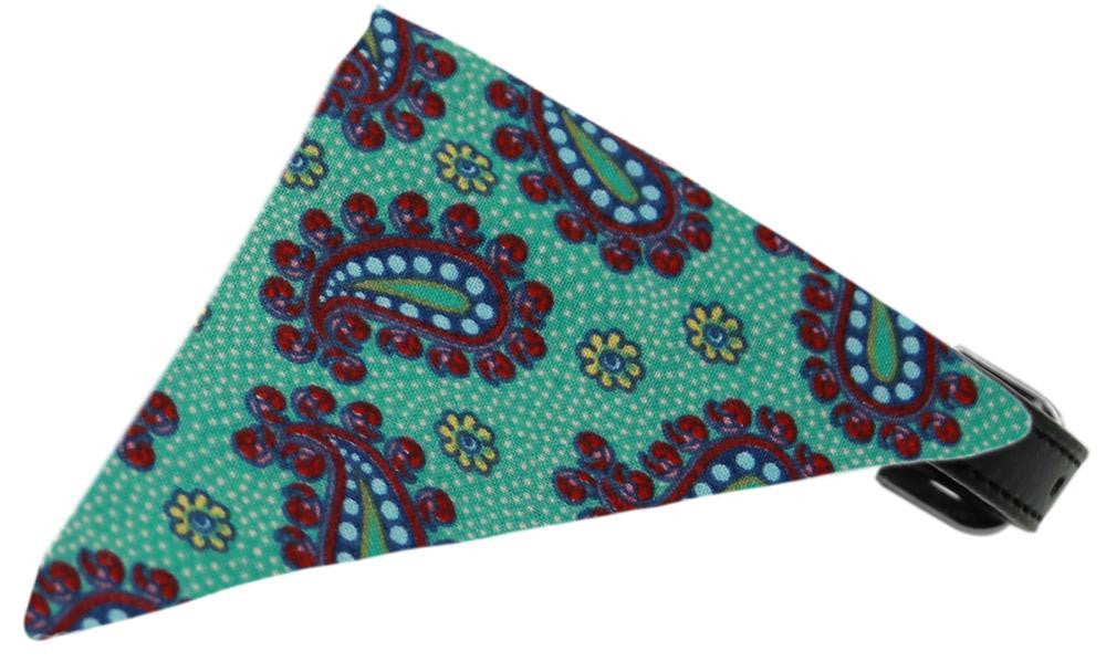 Aqua Pretty Paisley Bandana Pet Collar Black Size 14