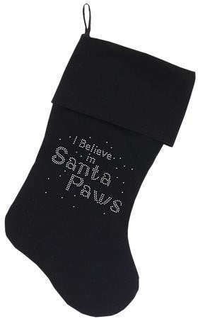 Santa Paws Rhinestone 18 Inch Velvet Christmas Stocking Black