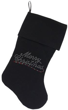 Merry Christmas Rhinestone 18 inch Velvet Christmas Stocking Black