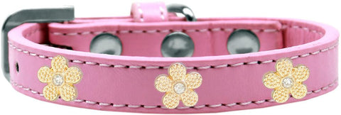 Gold Flower Widget Dog Collar Light Pink Size 10