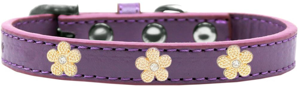 Gold Flower Widget Dog Collar Lavender Size 10