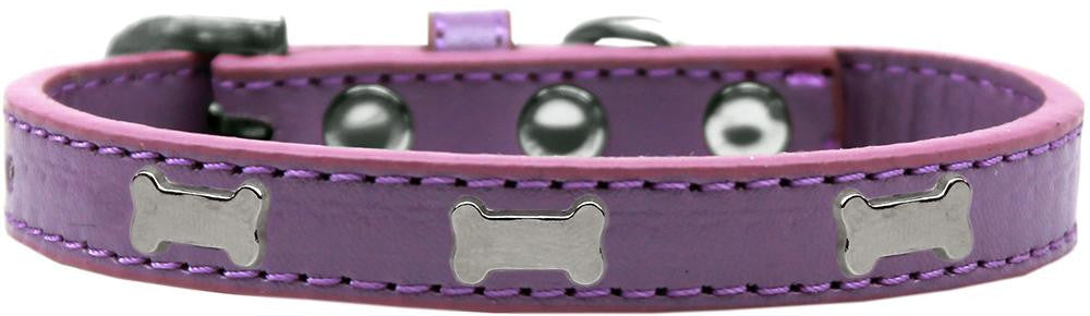 Silver Bone Widget Dog Collar Lavender Size 20