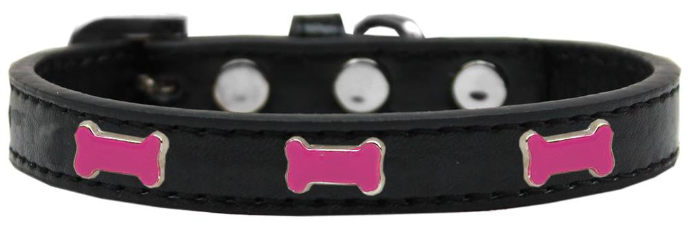 Pink Bone Widget Dog Collar Black Size 12