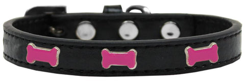 Pink Bone Widget Dog Collar Black Size 20