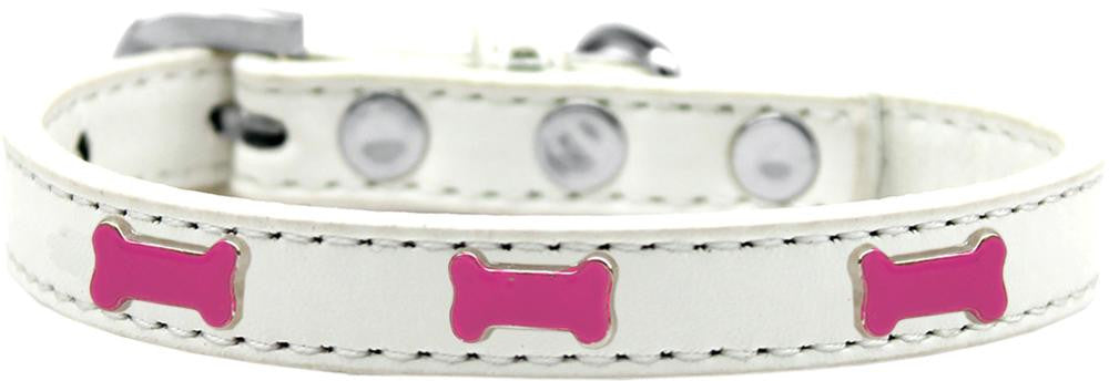 Pink Bone Widget Dog Collar White Size 12